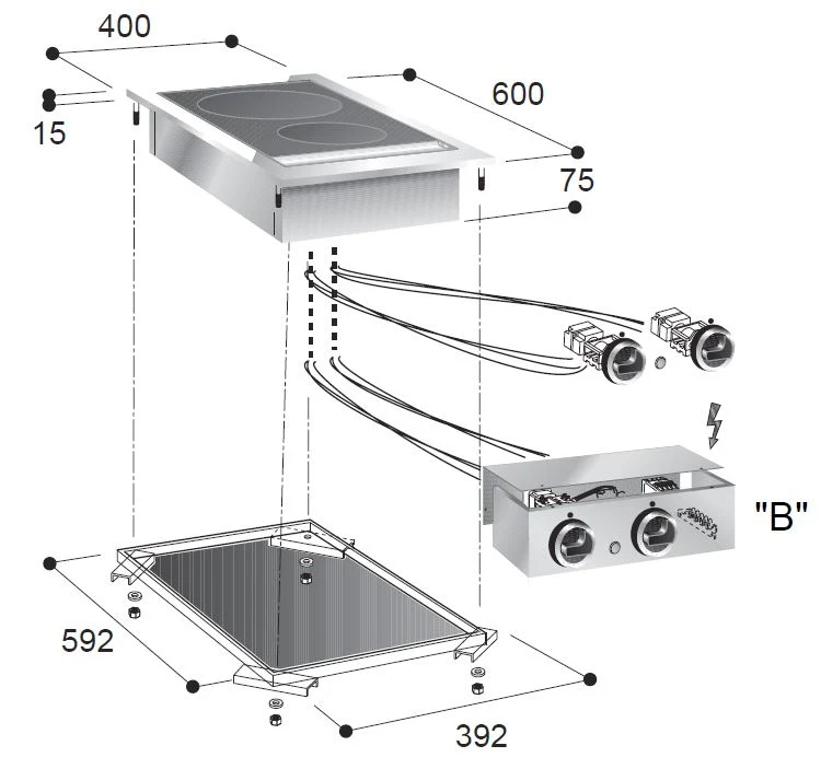 Ceramic range 2 zones