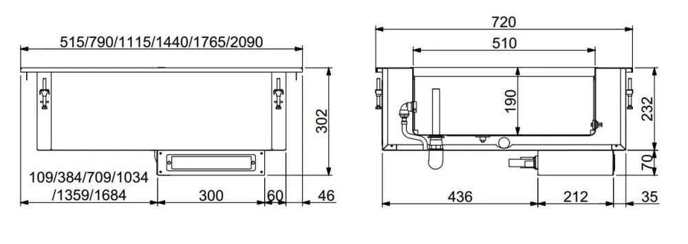 Drop- bain-marie enhed 2/1 – manuel vandpåfyldning