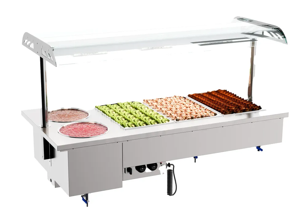 Drop- bain-marie enhed med skåle 3/1