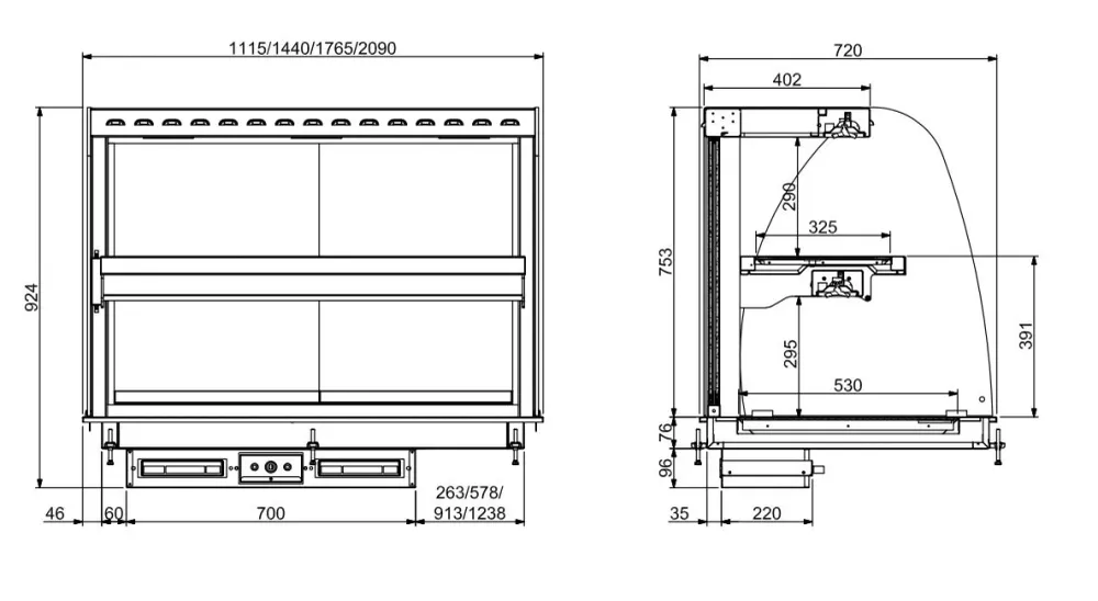 Drop- buet opvarmet keramisk display – sort 4/1