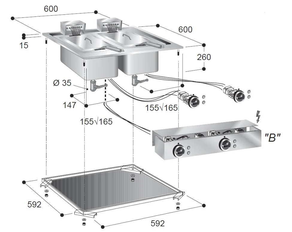 Elektrisk. fryer 2x10 l