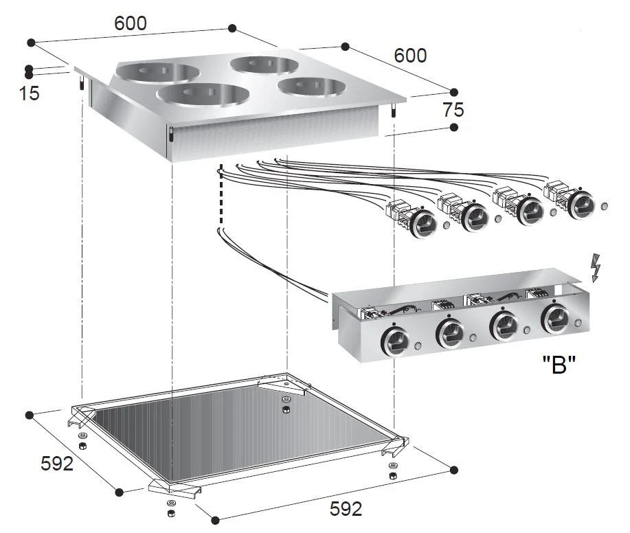 Elektrisk. range 4 plader.