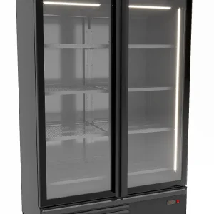Fryseskab med 2 glasdøre – sort 1230 L