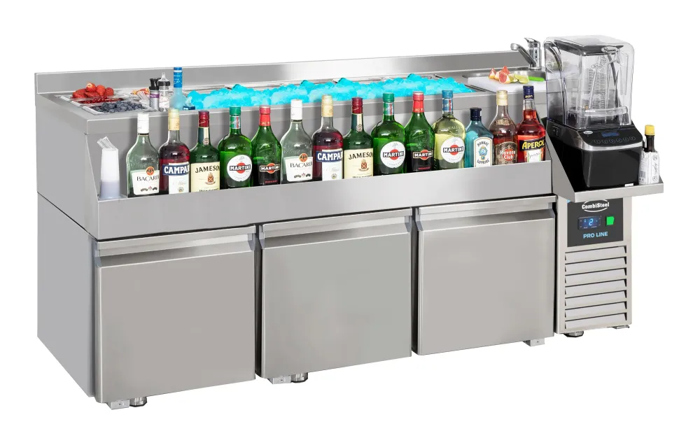 Kølebord 3 døre med cocktailbar station