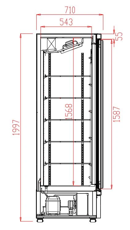 Køleskab 1 glasdør sort JDE-600R BL