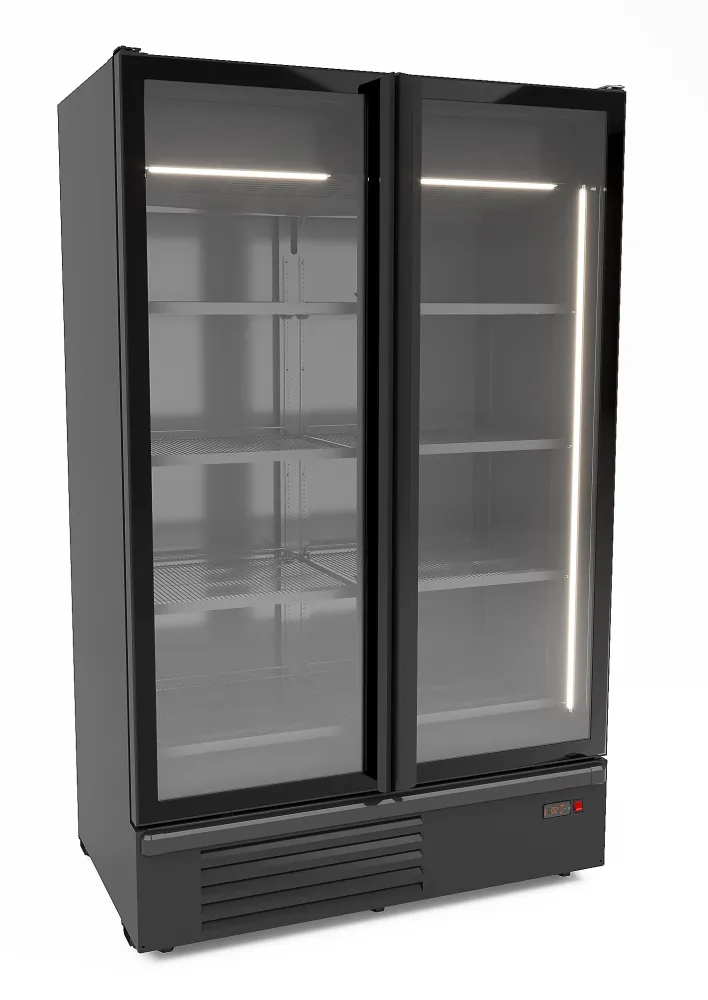 Køleskab med 2 glasdøre – sort 1200 L