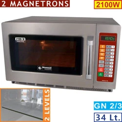 Mikrobølgeovn, rustfrit stål, 2100 W, 34 L.