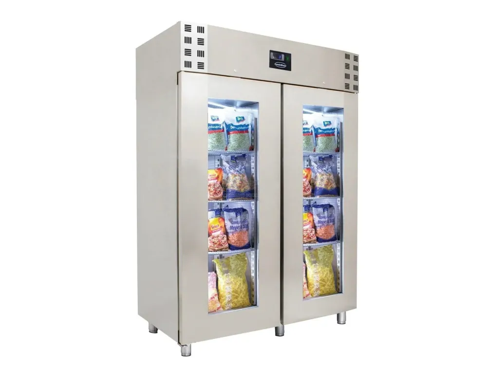 Fryser, 700/1400 liter m. glas i midten