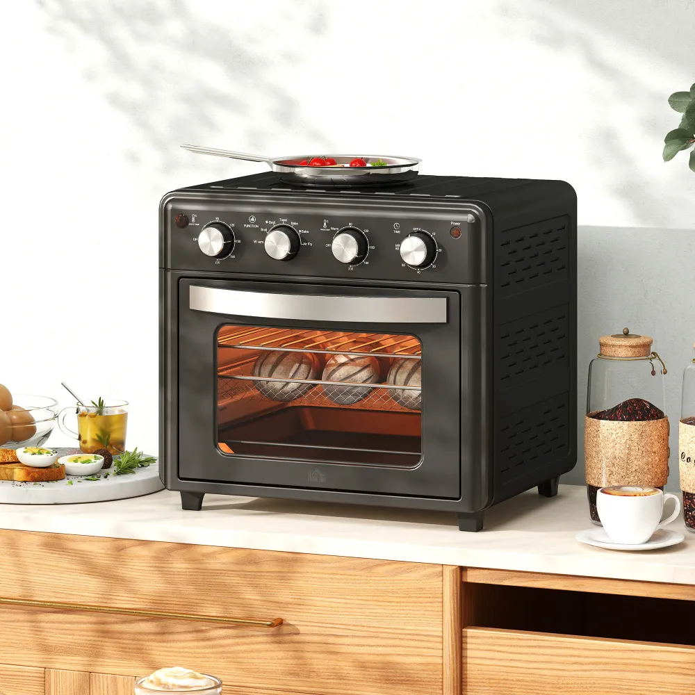 Miniovn, varmluftfrituregryde, 90-230° c, 7 programmer, tilbehør, onyx