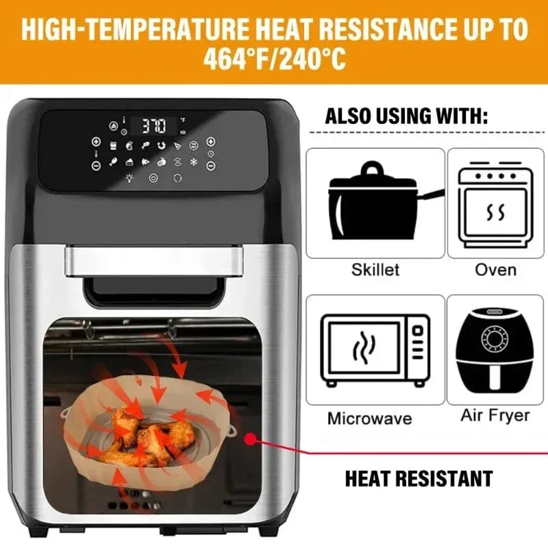 Silikonekurv til genanvendelig Air Fryer - Tilbehør til ovn, pizza, stegt kylling - Sort/blå - Fleksibel størrelse Sort