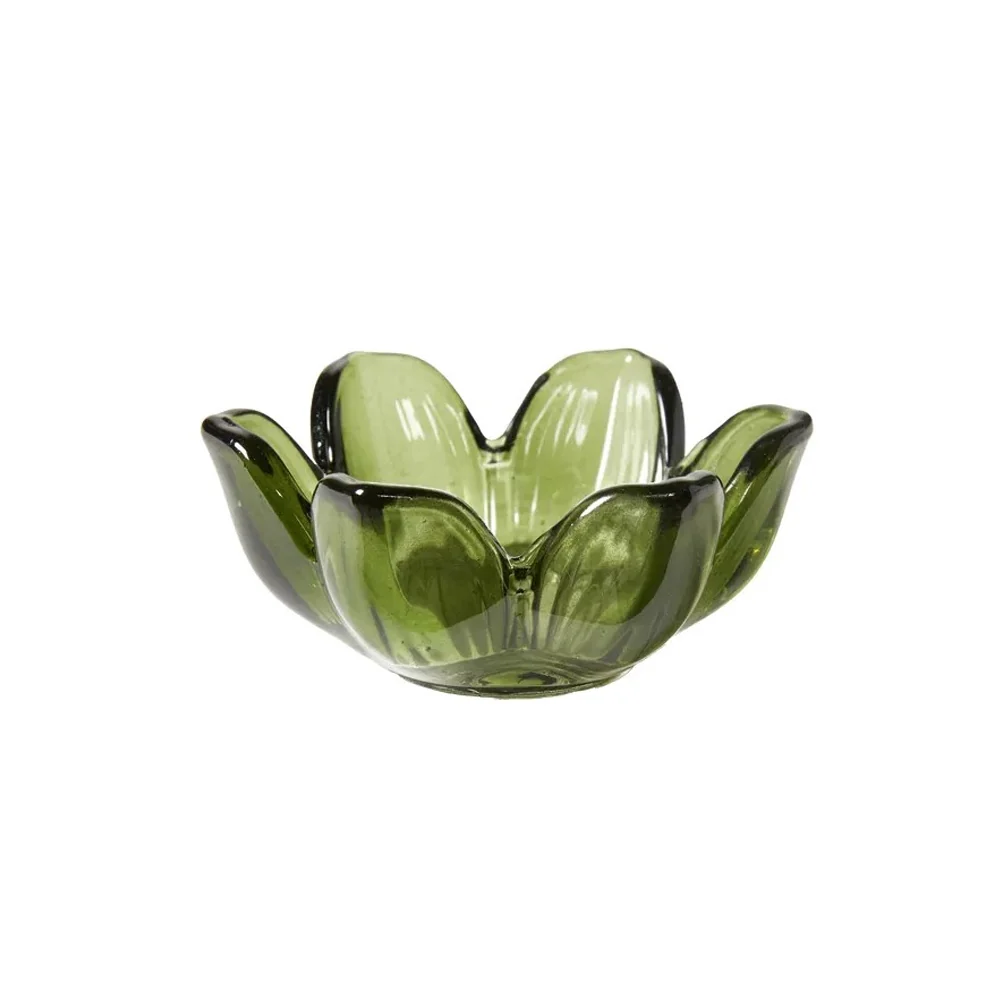 Speedtsberg Fyrfadsstage Blomst Ø8x4cm Glas Grøn