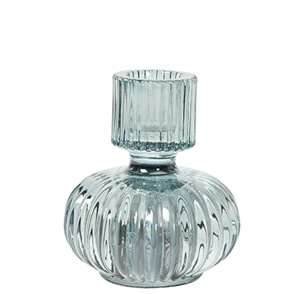 Speedtsberg Blå Glas Fyrfadssstage - lysestage vendbar D8x9cm