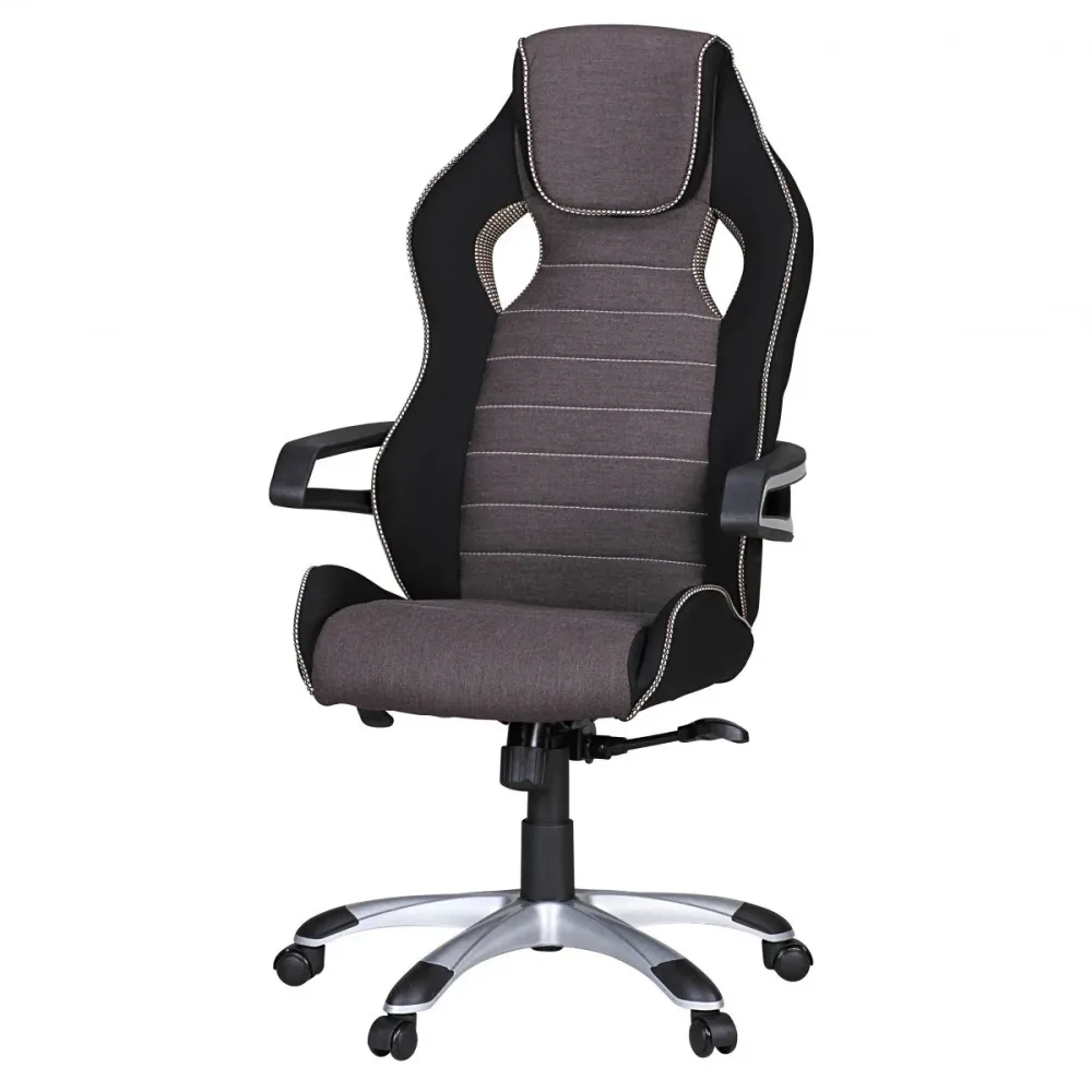 Amstyle Valentino Gamer Stol, Sølv/Sort/Grå