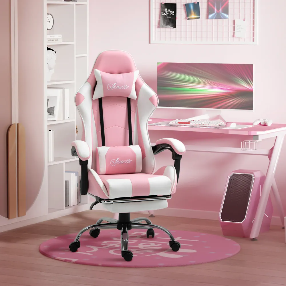 Gaming chair computerstol supportive kontorstol gamerstol med nakkestøtte lændehynde kontorstol højdejusterbar 360° drejel...