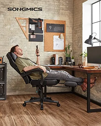 Gamingstol & Kontorstol m/ Fodstøtte & Nakkepude (Ergonomisk & Adaptable