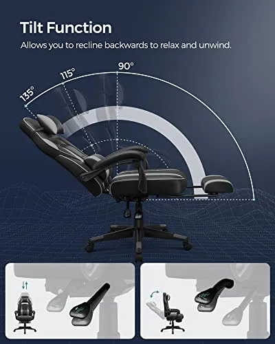 Gamingstol & Kontorstol m/ Fodstøtte & Nakkepude (Ergonomisk & Adaptable