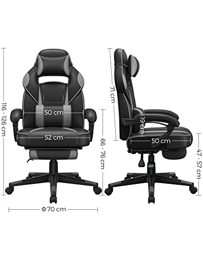 Gamingstol & Kontorstol m/ Fodstøtte & Nakkepude (Ergonomisk & Adaptable