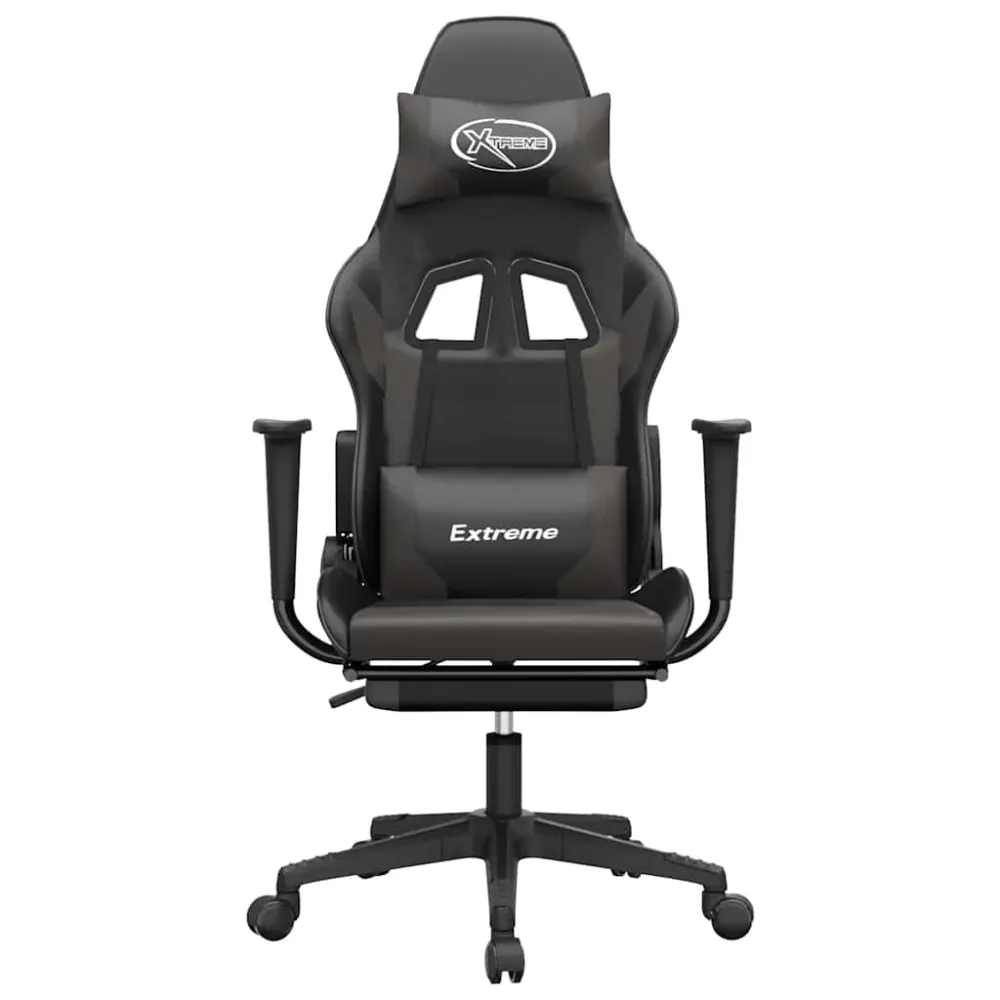 gamingstol m. massagefunktion og fodstøtte kunstlæder onyx grå