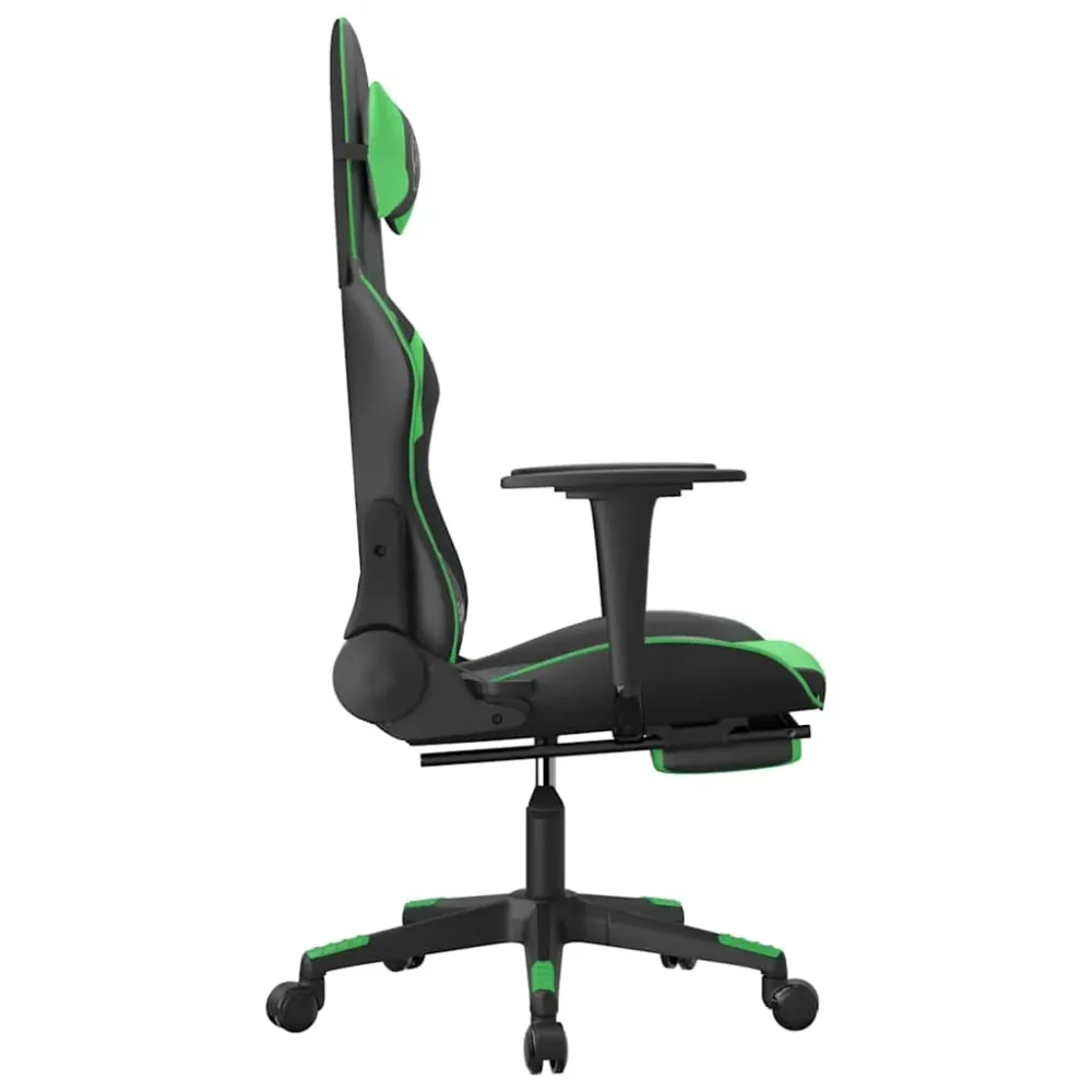 gamingstol m. massagefunktion og fodstøtte kunstlæder onyx grøn