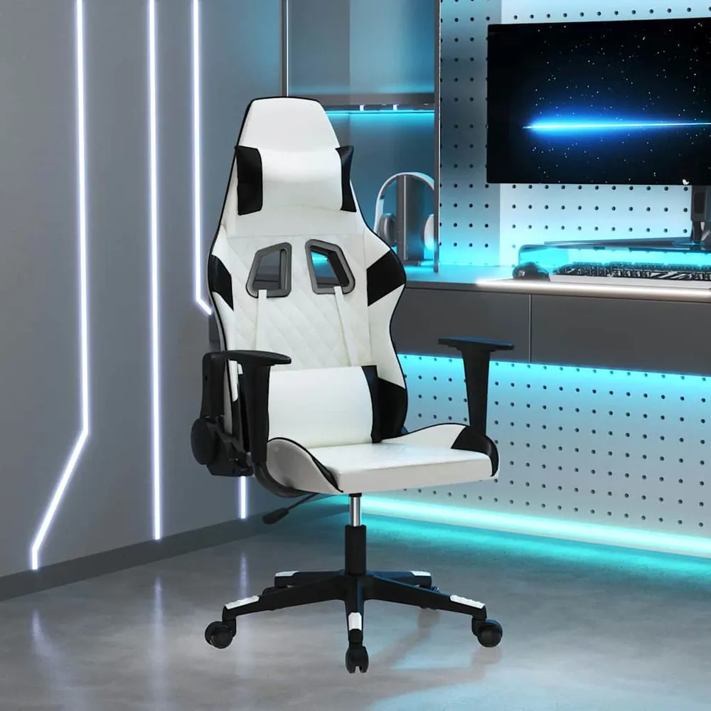 gamingstol m. massagefunktion kunstlæder alabast og sort