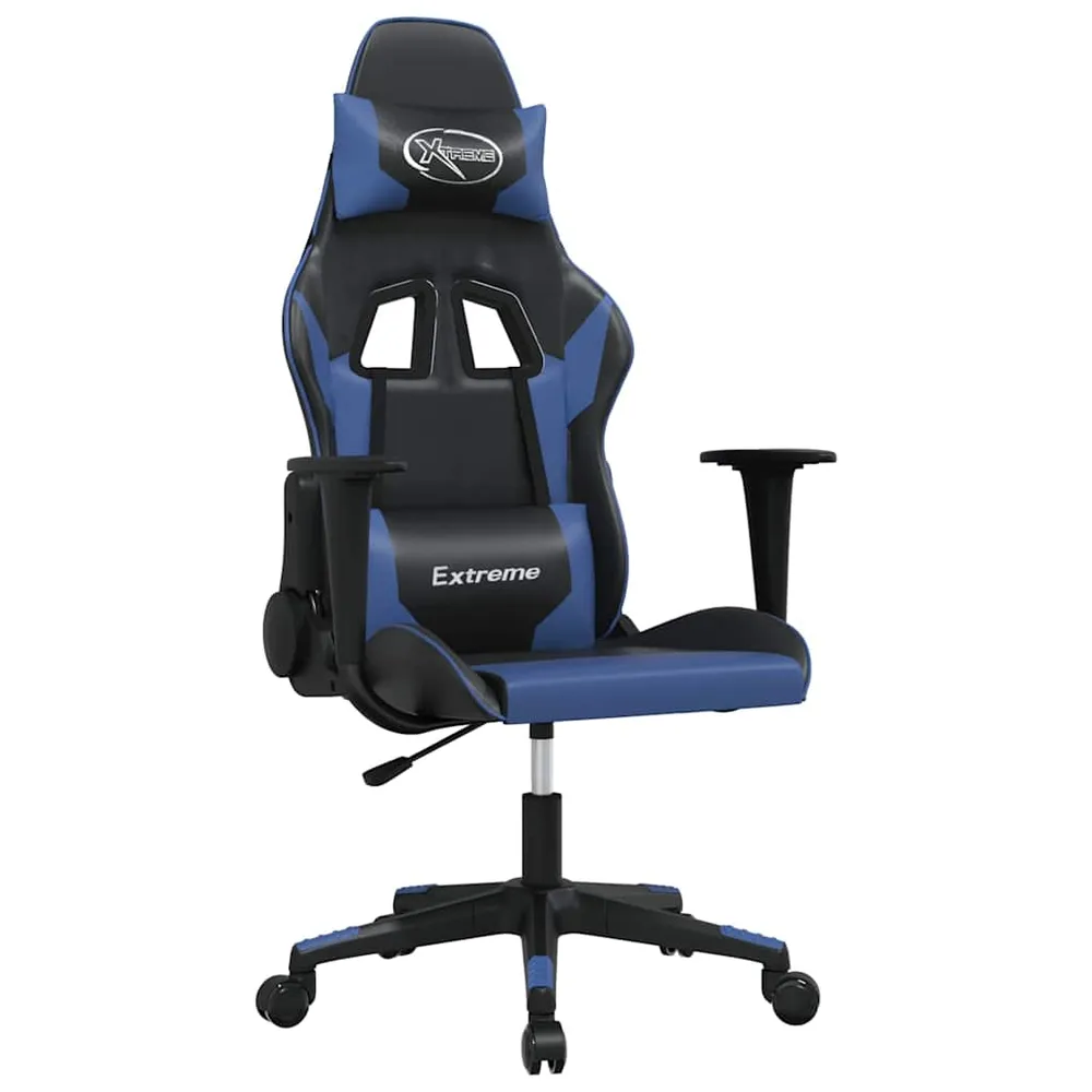 gamingstol m. massagefunktion kunstlæder charcoal og blå