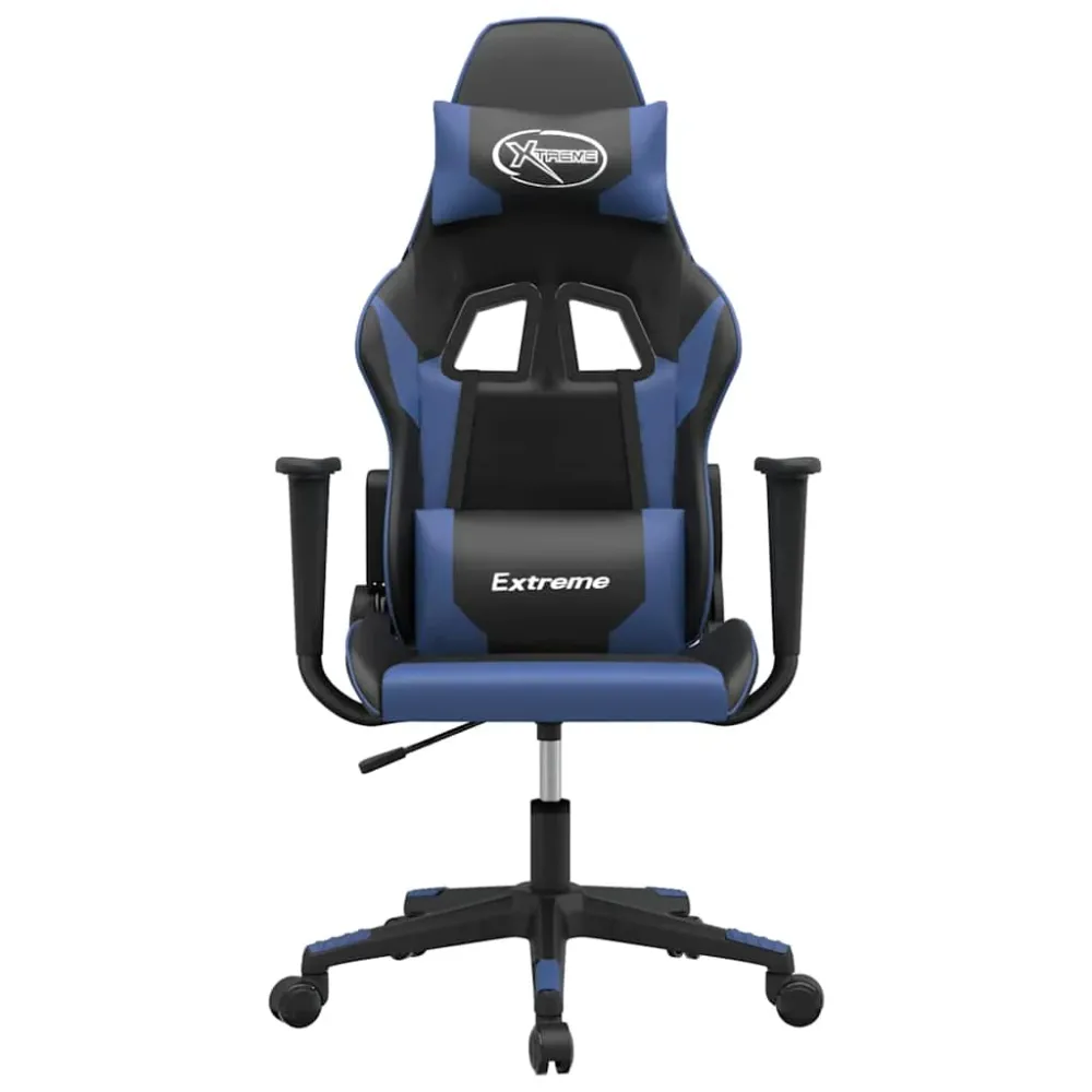 gamingstol m. massagefunktion kunstlæder charcoal og blå