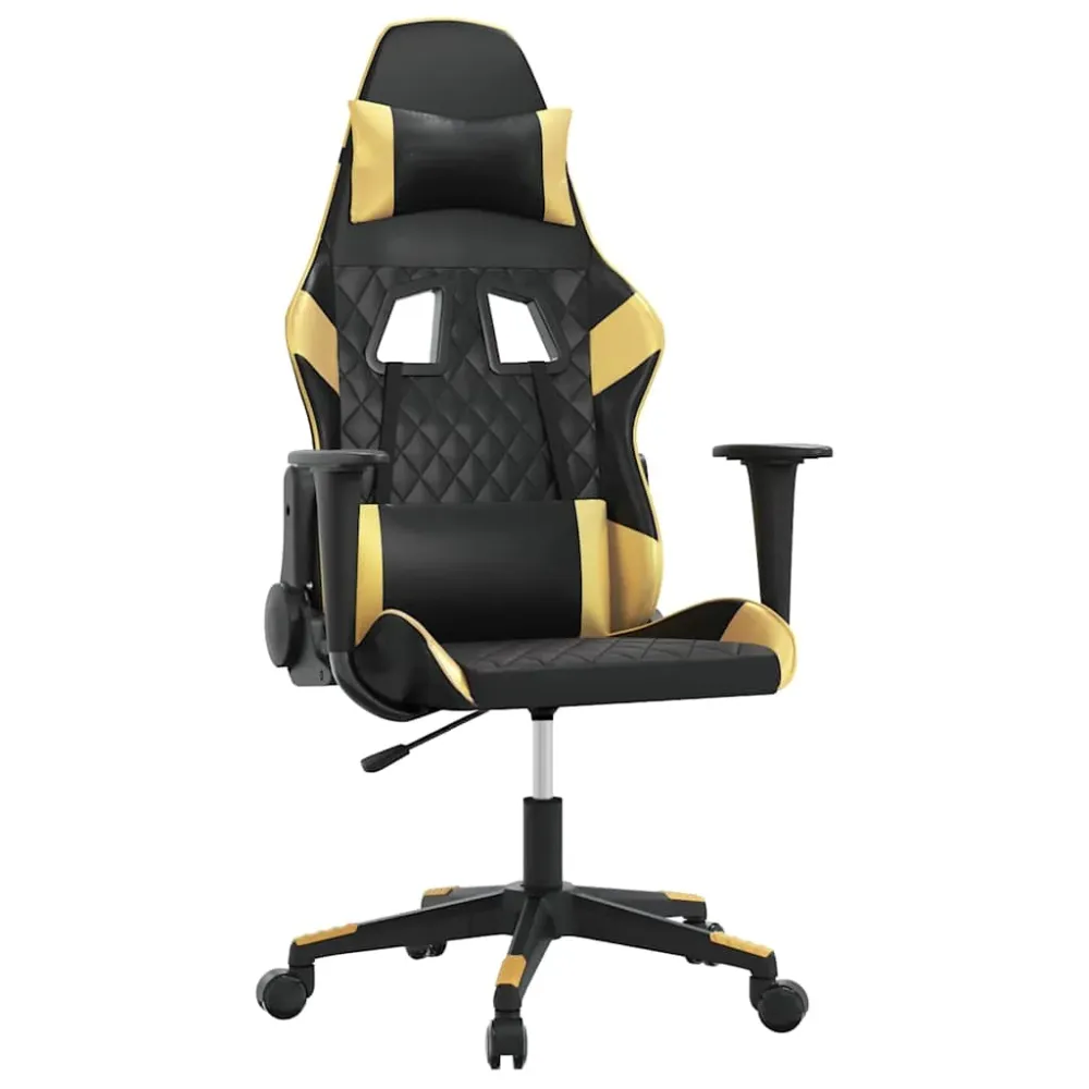 gamingstol m. massagefunktion kunstlæder charcoal guldfarvet
