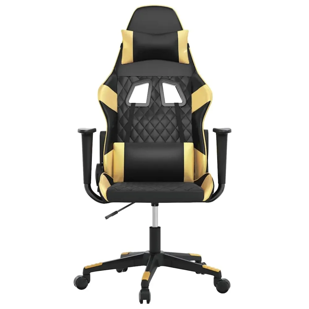 gamingstol m. massagefunktion kunstlæder charcoal guldfarvet