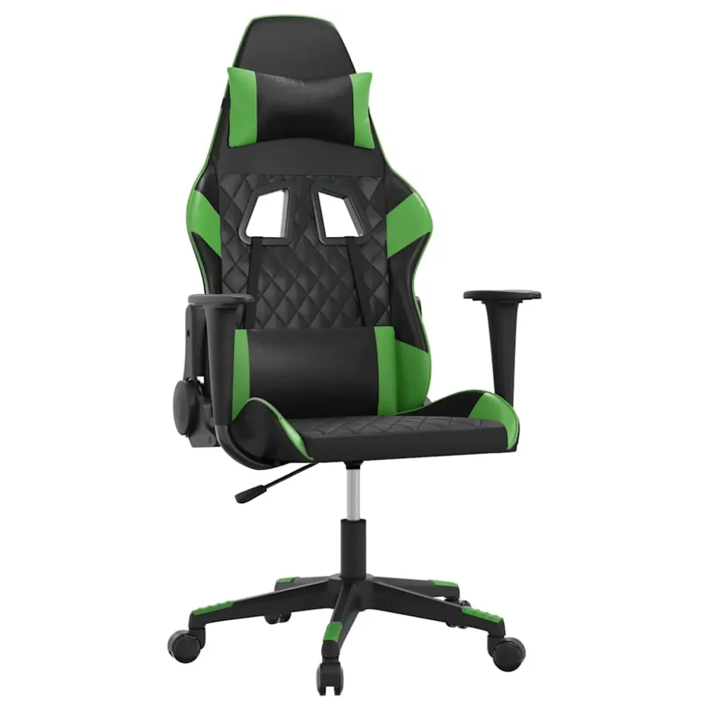 gamingstol m. massagefunktion kunstlæder onyx og grøn Adjustable Levelers