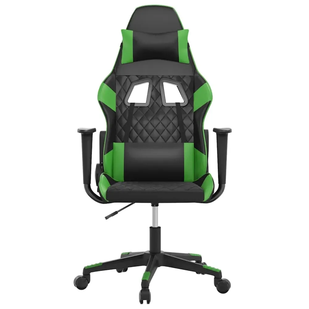 gamingstol m. massagefunktion kunstlæder onyx og grøn Adjustable Levelers