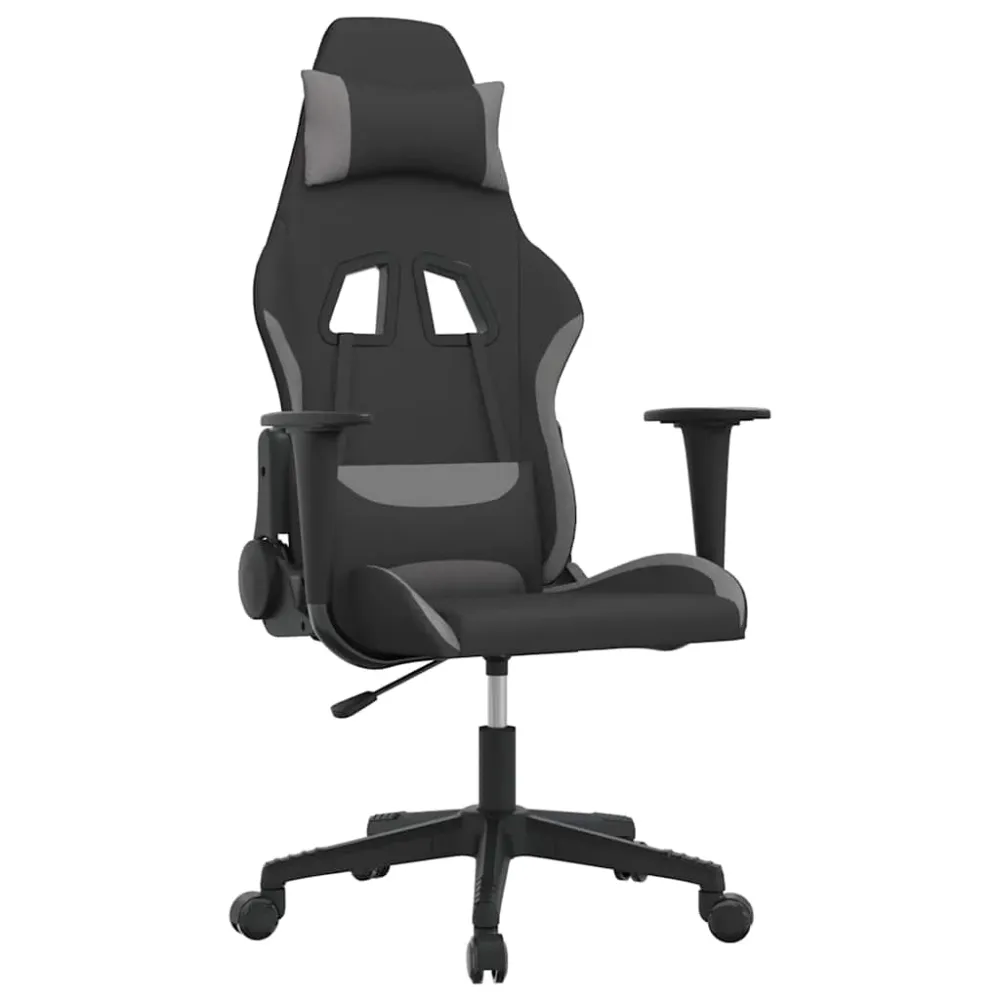 gamingstol med massagefunktion ebony og lysegrå