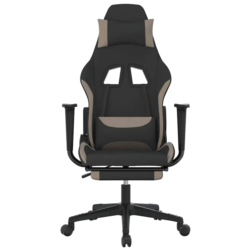 gamingstol med massagefunktion + fodstøtte stof charcoal og gråbrun