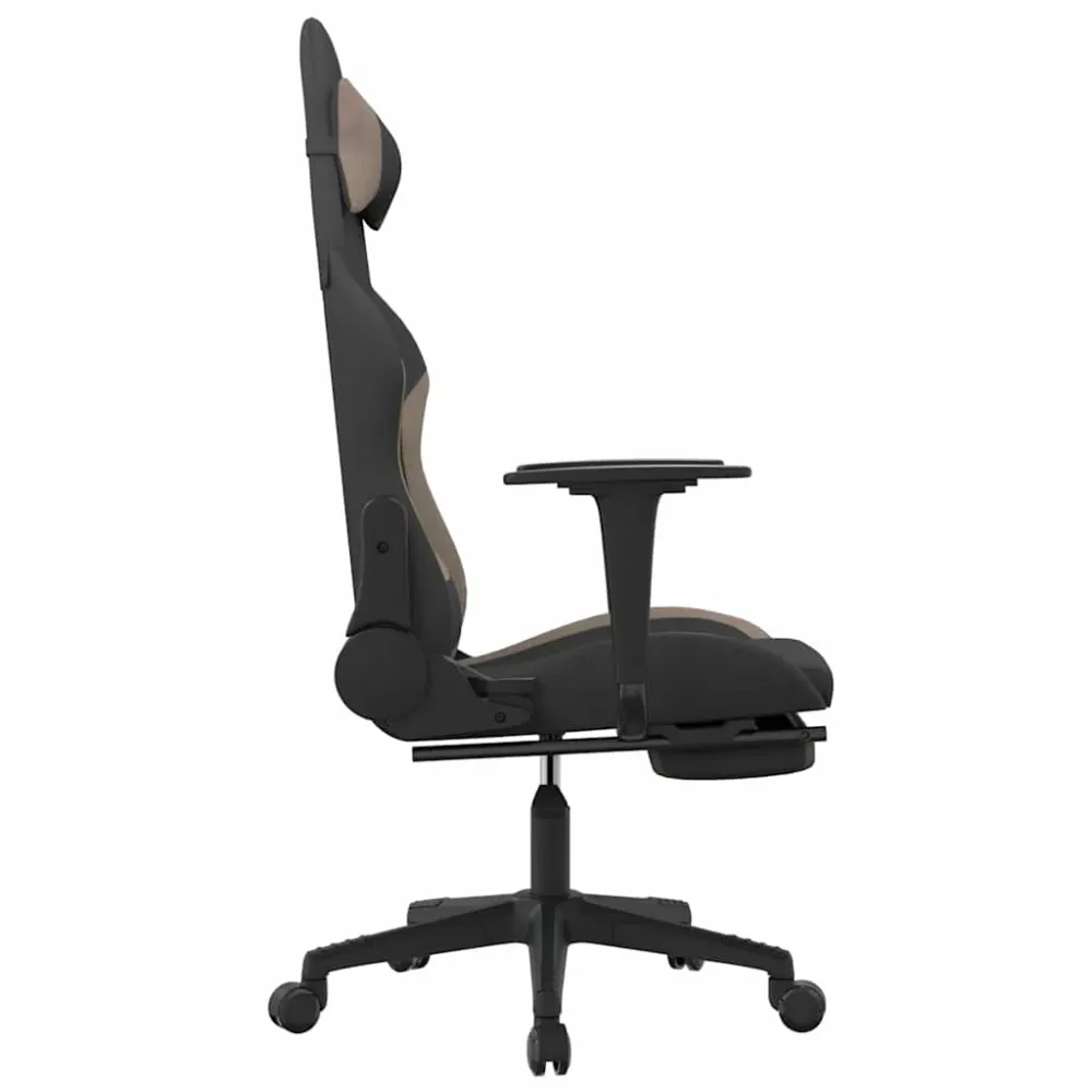 gamingstol med massagefunktion + fodstøtte stof charcoal og gråbrun