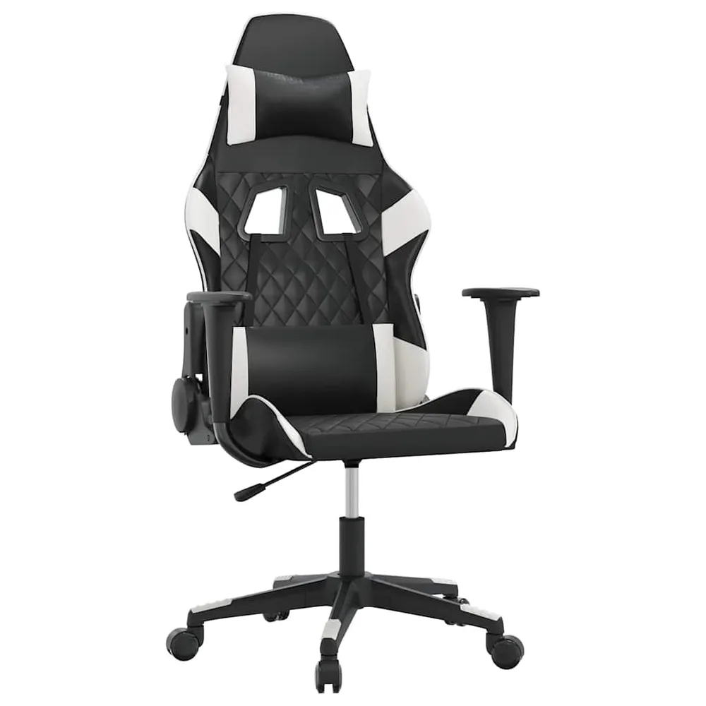 gamingstol med massagefunktion kunstlæder ebony og hvid