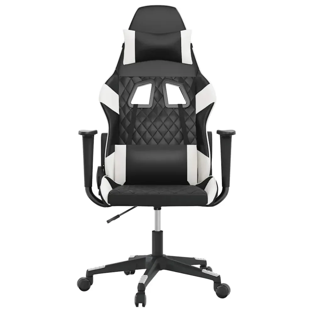 gamingstol med massagefunktion kunstlæder ebony og hvid