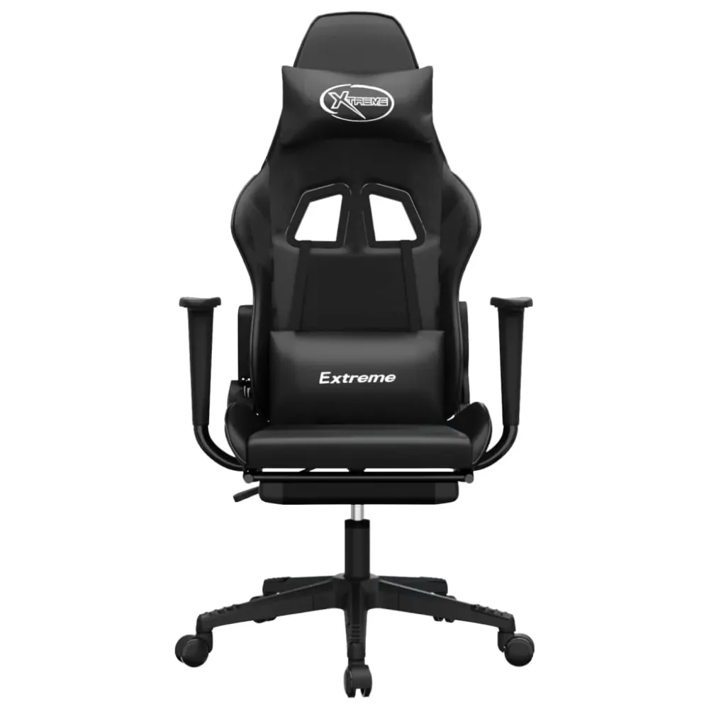 Robust Arkade Gamingstol Med Fodstøtte Kunstlæder Sort