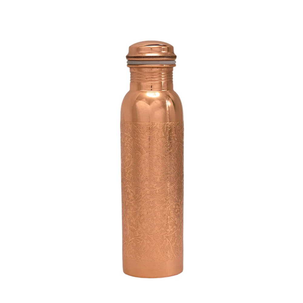 Ren Kobber Vandflaske Blomstermønster - 1 liter