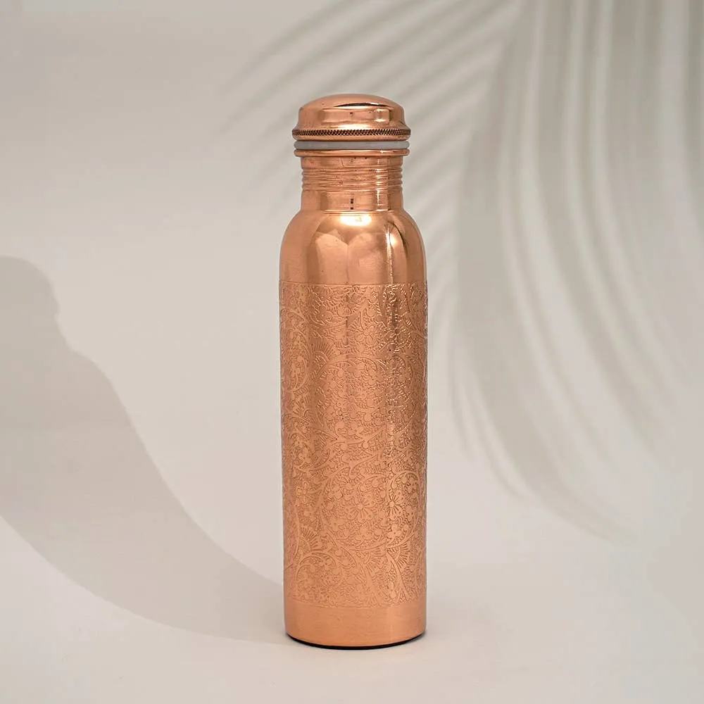 Ren Kobber Vandflaske Blomstermønster - 1 liter