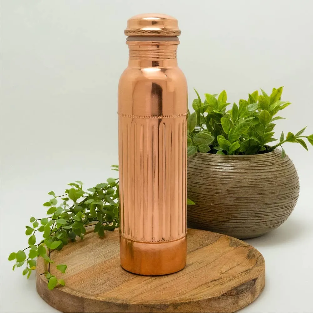 Ren kobber Vandflaske Dot Lining ± 950 ml (tung)