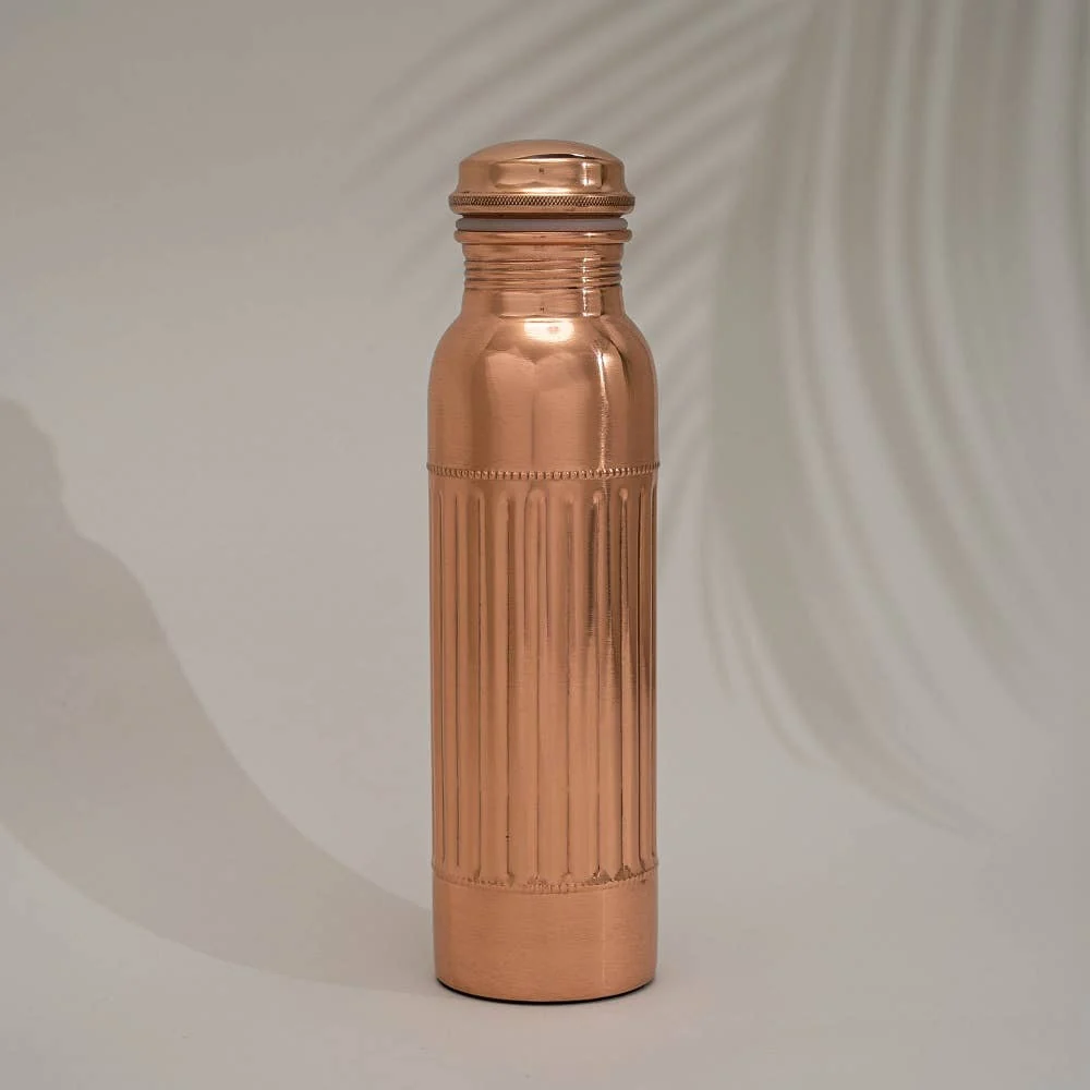Ren kobber Vandflaske Dot Lining ± 950 ml (tung)