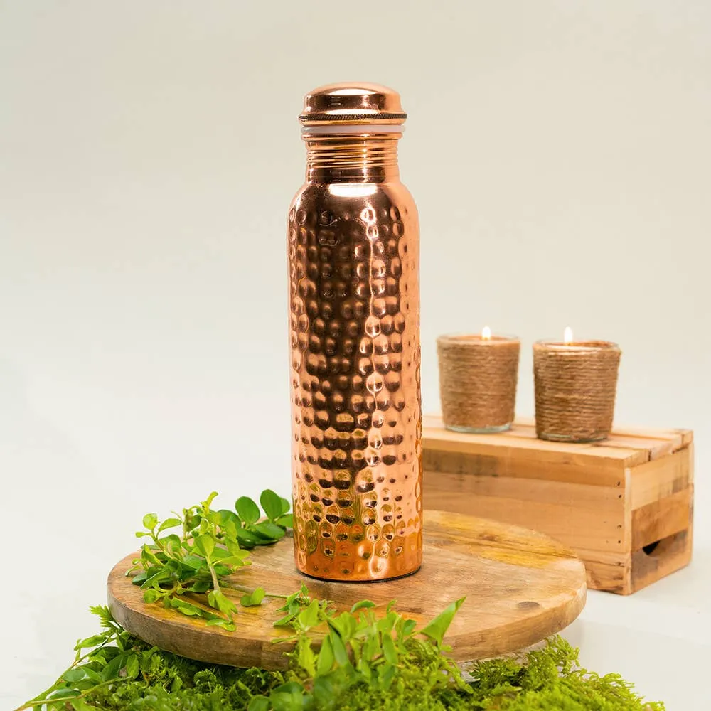Ren Kobber Vandflaske Hamret - 1 liter