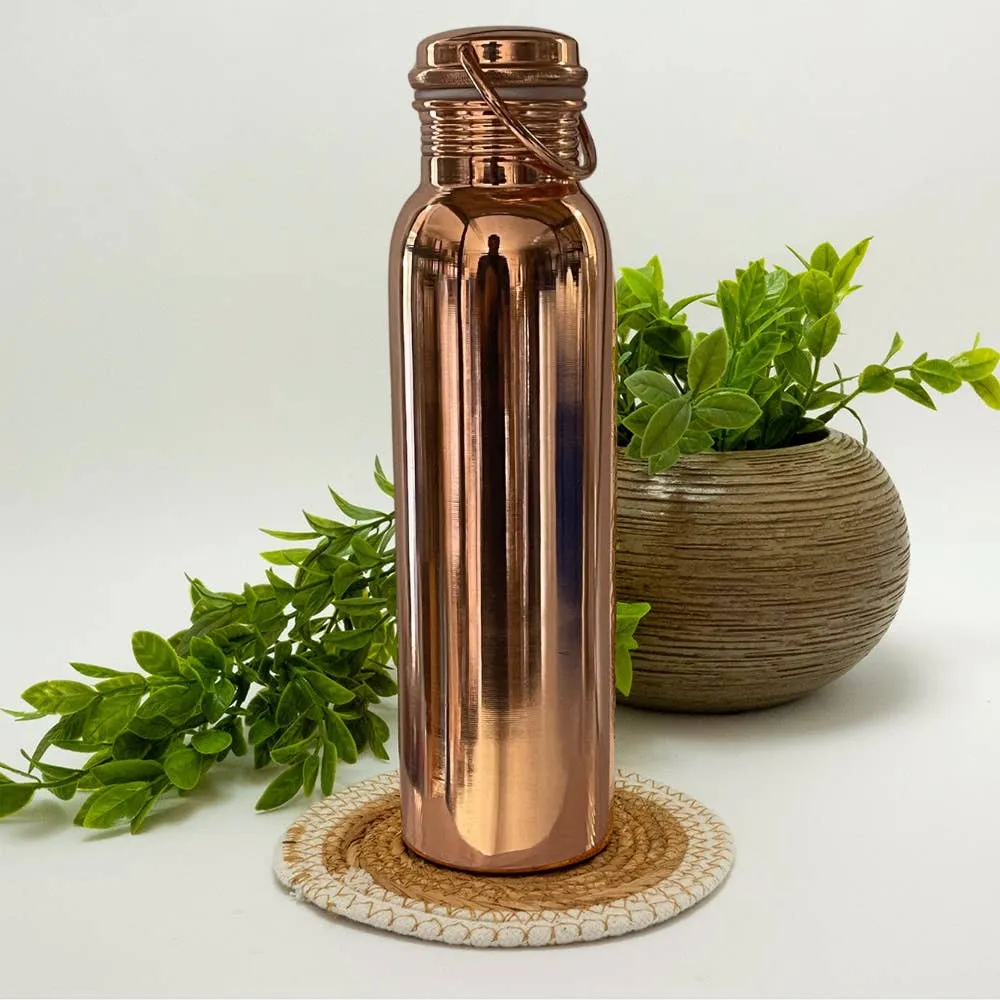 Ren kobber vandflaske poleret med håndtag ± 950 ml (330