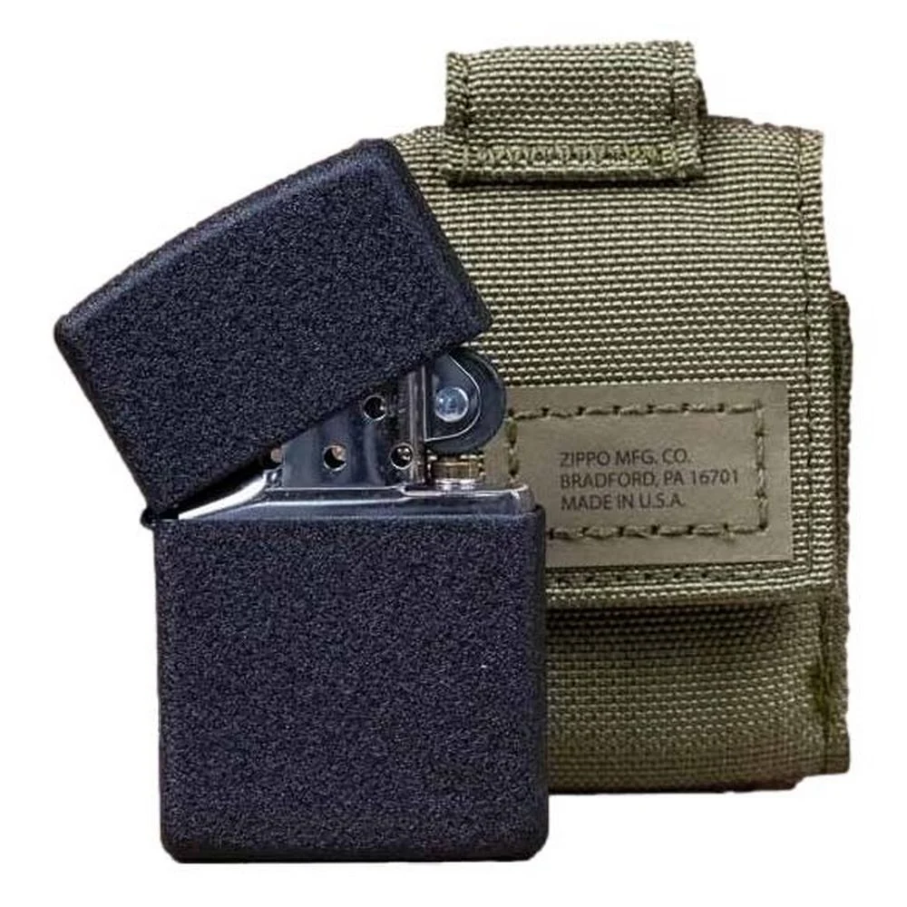 Zippo Molle Pouch OD Green + Black Crackle Lighter