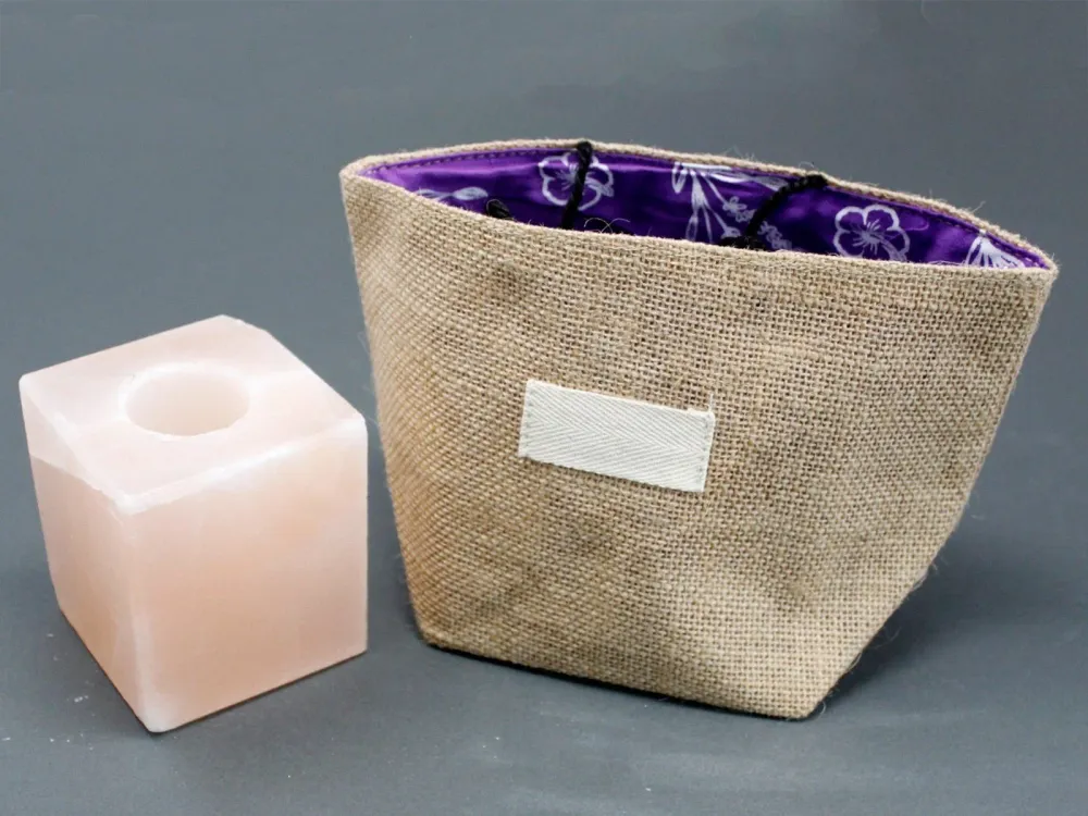 Naturlig jutegavepose med lavendel bomuldslining