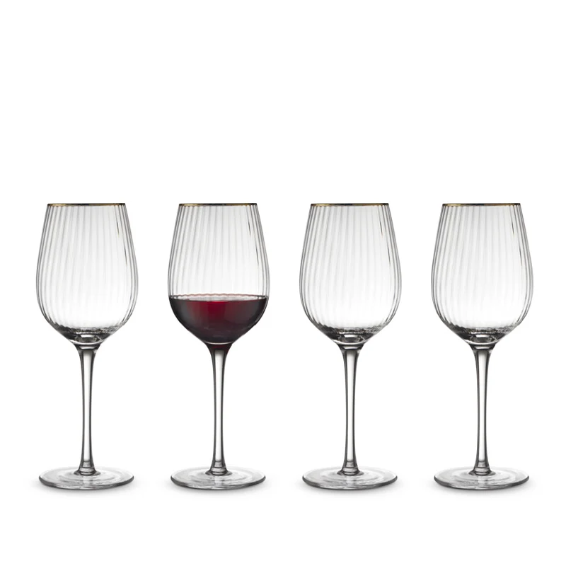 Lyngby Glas - Palermo Gold Rødvinsglas 40 cl. 4 stk.