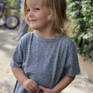 Alkena - kortærmet bluse - større børn- bourette silke - grå melange 104