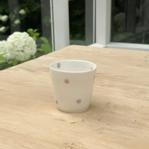 Ann-Louise Roman kaffeglas med rosa prikker