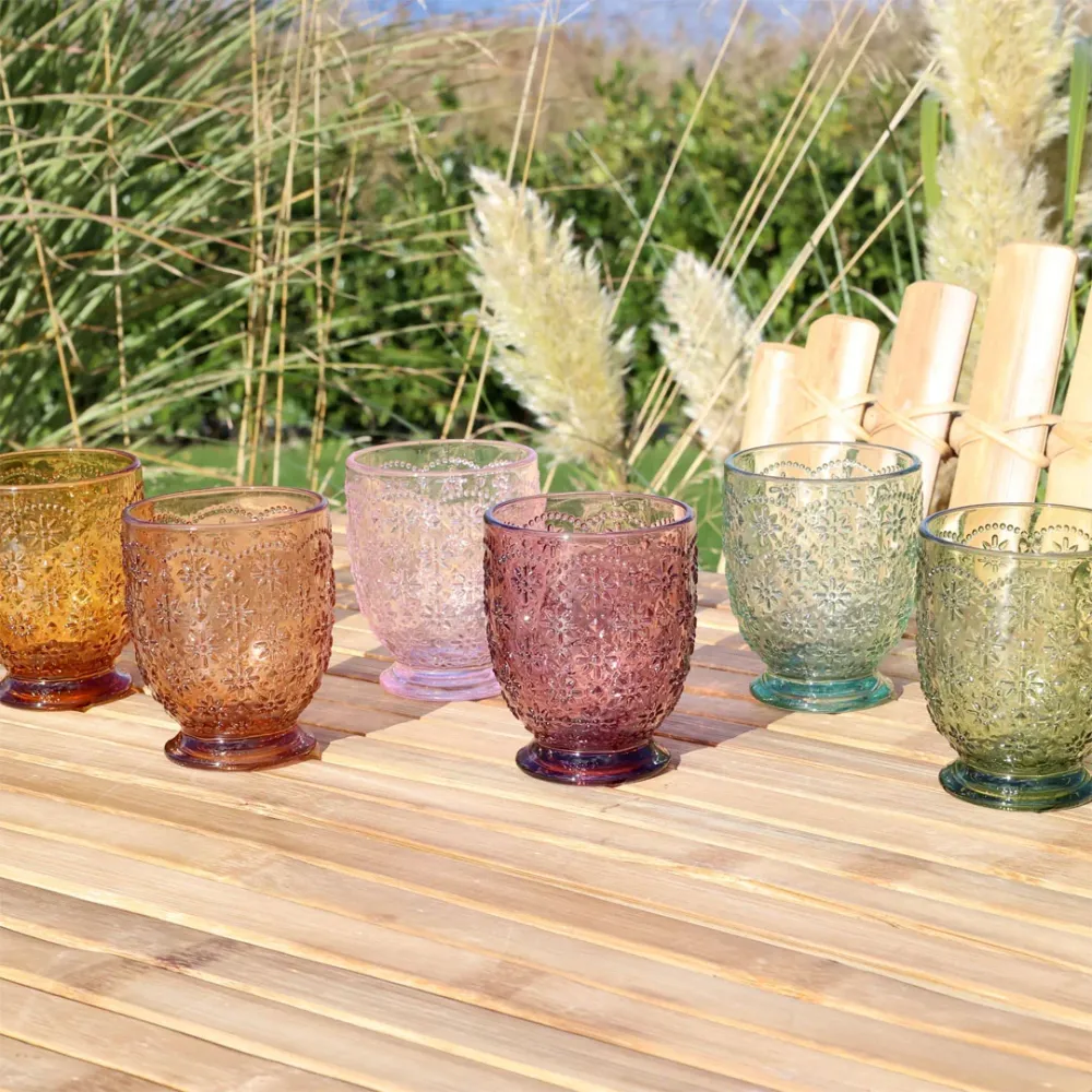 Chic Antique - Saint-Émilion Glas med Mønster - 250 ml - 6 stk