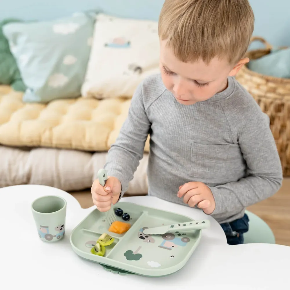 DonebyDeer Emerald Foodie Spisesæt Med Sugekop Tiny Farm
