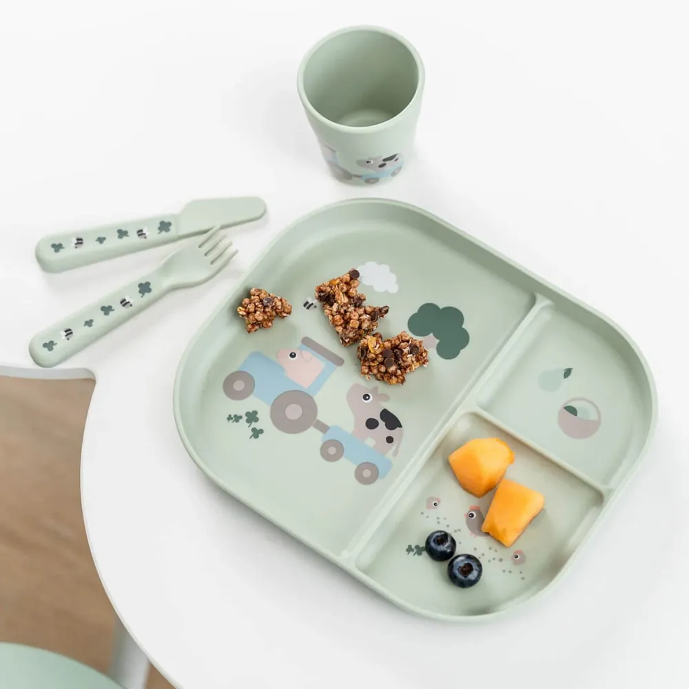 DonebyDeer Emerald Foodie Spisesæt Med Sugekop Tiny Farm